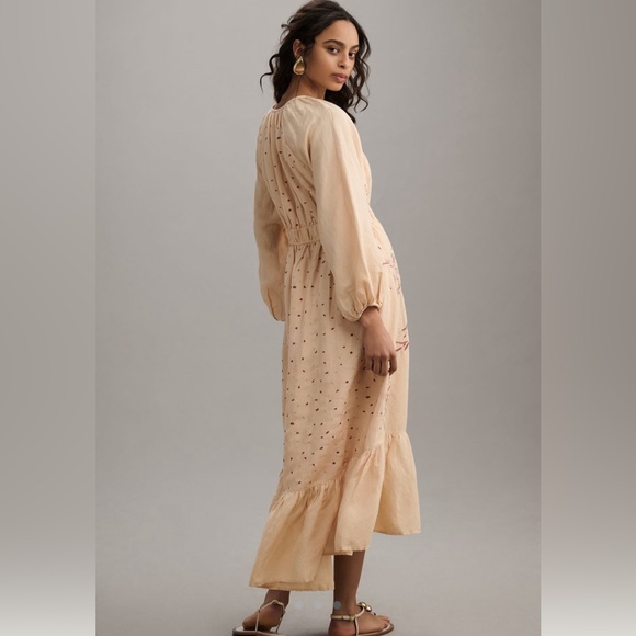 By Anthropologie Embroidered V-Neck Maxi Dress NWT - Picture 2 of 8